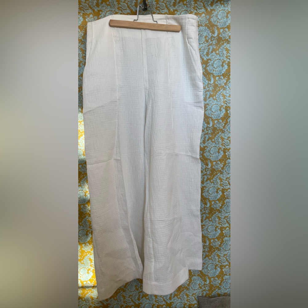 Anthropologie Maeve White Wide Leg Pants